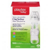 اكياس الرضاعات الشفافة 118مل 100 حبة بلايتكس Playtex Baby Nurser Drop-Ins Baby Bottle Disposable Liners, Closer to Breastfeeding, 4 Ounce - 100 Count